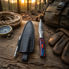 Hand Made Forged Damascus Steel Fix Blade Hunting Boot Knife Leather Shealth