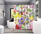 Serona Floral Shower Curtain  Colorful Watercolor Purple Red Green 70 X 72 