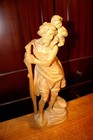 Antique 12  Hand Carved Wood Travelers Patron Saint Christopher Statue Sculpture