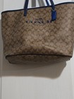 Authentic Coach F36776 Signature City Zip Tote Khaki Blue Leather Large Tote Bag