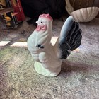 Vintage Mcm Ceramic Mold Rooster Figure  Hand Painted Glazed Farm Americana