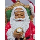 Santa Ornament Reclining In Chair Sipping Drink Christmas Holiday Decor Set Of 3
