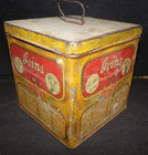 Vintage Tin   Ivins Saltines  Handle And Hinged Lid  Free Shipping