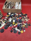 Large Mixed Lot Vintage Buttons Many Colors  Sizes Button Tin New   Used Craft