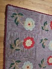Vintage Hand Hooked Floral Rug Folk Art Country Cottage Wool Area Rug 57x33