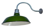 One 40 s Benjamin 16  Cast Top Porcelain Gooseneck  Barn Green Vintage Light Cs