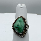 Vtg Navajo Style Green Turquoise Ring Sterling  Silver Size 6 Split Shank 6 6g