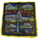 Vintage Washington Dc Souvenir Black Velvet Yellow Fringe Tapestry Art 16  X 16 