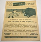Matador Magoo Vintage 1957 Cartoon Film - Columbia Studio Press Sheet Trade Ad