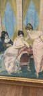 Antique Vintage Tapestry Painting - Couple In Discord Victorian Large Gold Frame