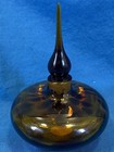 Lovely Vtg Hand Blown Art Glass Perfume Bottle W  Dauber Stopper Tortoise Shell