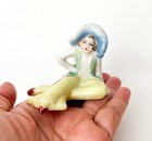 Vtg Bathing Beauty Lady Pin Cushion Half Doll Full Figurine Porcelain Old Japan