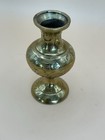 Vintage Solid Brass Bud Vase 3 In Hand Etched Floral India Mcm Boho Small Decor