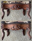 Antique French Carved Wood Foot Stool Or Bench  Griffen Needlepoint Tapestry Top