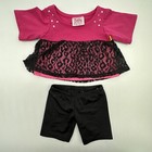 Build A Bear Justice Pink Black Lace Dress Top Leggings Teddy Clothes Outfit