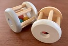 Lot Of 2x Wooden Rolling Rattle Baby Infant Toy
