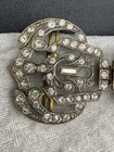 Vintage Sash Buckle Silver Tone Rhinestone Read