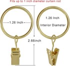 40pack 1 5 inch Metal Curtain Rings With Clips Gloss Gold Strong Clip Rustproof