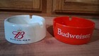 2 Budweiser   Bud Light Beer Ashtray Vintage Plastic 