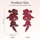 2pcs Handmade Rhinestone Beaded Applique Patches 7  X 4  Dark Red