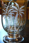 Lenox British Colonial Green Luster Hurricane Candle Vase Etched Palm Trees 9 