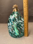 Teal Emerald Green Gold Spatter End Of Day Mottled Art Glass Wind Chime