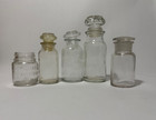Lot Of 4 Glass Spice Apothecary Bottle Jar With Stoppers Vintage   Vaseline Jar
