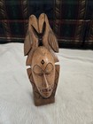 Vtg Tribal African Mask Mounted Free Standing Hand Carved Wood Tabletop Decor