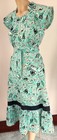 Vintage 1930s 40s Novelty Print Green Cotton Day Dress Giraffes Elephants Exc 