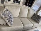 Ethan Allen Three Cushion Sofa With Rolled Arms   Nailhead Trim