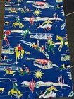 1950   s Western Novelty Cowboy Rodeo  Mid Century Barkcloth Era Vintage Fabric