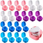 20 Pcs Denture Bath Case Holder With Strainer - Dental Cup For False Teeth Stora
