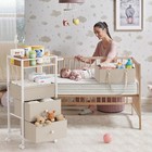 Baby Diaper Caddy Organizer Cart With Drawers - 3in1 Rolling Storage Off White 