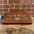 Antique Vintage Wood Box Writing Table Lap Desk American Eagle Dim  13x10 5x3