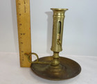 Vintage Brass Push Up Candle Stick Holder Chamberstick Finger Ring Wax Catcher