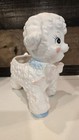 Vtg Napco Nursery Baby Lamb Planter Ceramic Pink Flower Toes Blue Bow C-7057 Euc