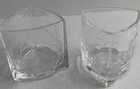 Joyjolt Barware 2 Whiskey Glasses  Angular Design 10 Oz Rare Design New Set Lot