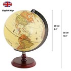 10  Antique Globe With A Wood Base - Rotating World Globe - Modern Map In Vin   