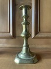 Antique 1800s English Solid Brass Candle Holders  set Of 5 - 7 5  To 11  High 