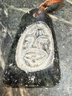 Large Northwestern Inuit Carved Stone Pendant On Leather Cord