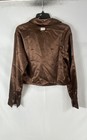 Nike Court Women s Brown Satin Jacquard Monogram Cropped Tennis Top Sz M Nwt