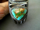 Native American Navajo Royston Turquoise Heavy Sterlin Silver Cuff Bracelet 109g