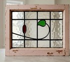  floral Whimsy  Antique Leaded Stained Glass Window English Import Art Nouveau 