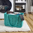 Waterproof Laundry Tote Bag  Teal Washable Flex Tote  18x9x13  Gym Beach Pool
