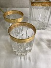 Vintage Interglass Whiskey Bar Set Gold Details  Decanter And Four Glasses Italy
