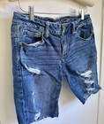 American Eagle Womens Blue Denim Stretch Cut Off Shorts Size 6 Mid Rise