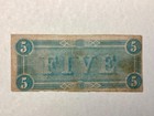  1864 Confederate States Of America  5 Five Dollars - Civil War Note