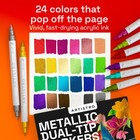 24 Metallic Acrylic Paint Markers - Paint Pens For Drawing  Brush   Fine Tips 