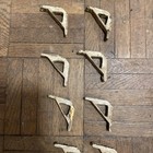 Antique Set 24 Brass Triangular Stair Rod Clips Brackets For 12 Carpet Rods