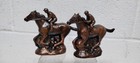Vintage Cast Metal Bronze Horse   Jockey Figurine - Pair Of Jockey   Horse Cast
